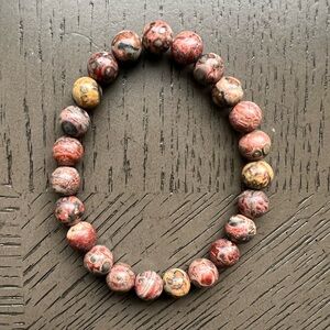 Leopard skin jasper bracelet 8mm SIZE 6.5’